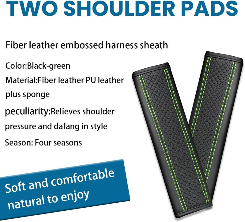 Osilly Car Seat Belt Pads, 2 Pack Fiber Leather Seatbelt Shoulder Strap Covers, Comfort Driving & Protect Your Neck, Universal Safety Strap Cover for Auto SUV Truck Airplane Backpack (Black/Green) - Image 4